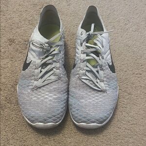 Gray and Blue Athletic Shoes